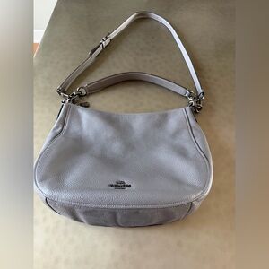 Coach Gray Pebbled Leather Large Shoulder Bag with removable Strap, Excellent